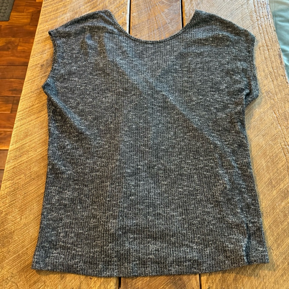Rag & Bone Jean sleeveless ribbed charcoal knit sweater with exposed back, Sz XS